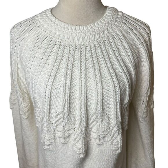 Chadwicks White Chunky Bobble Knit Sweater Medium | Cottagecore Relaxed Pullover - Picture 4 of 6